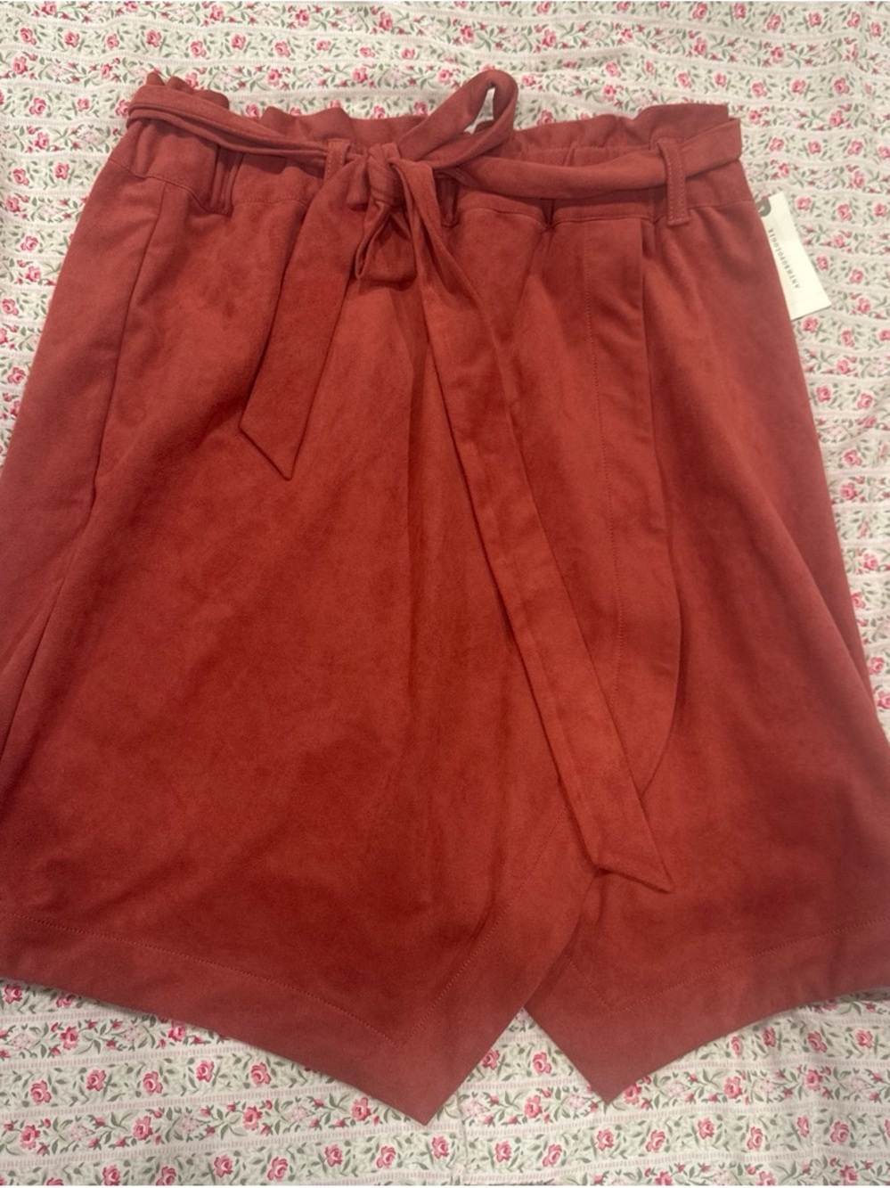 Women's Rust Paperbag Waist Tie Skirt